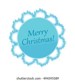 Fluffy blue snowflake on white background