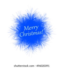 Fluffy blue snowflake on white background