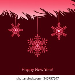 
fluffy branch and snowflake, vector