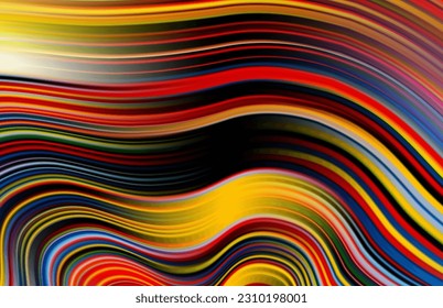 Fluffy bunch of blades of grass or hairs. Smear of dry paint, lines fluttering in the wind. Colorful flow brushstroke. Realistic volume wave. Liquid paint ink shape isolated on white background.