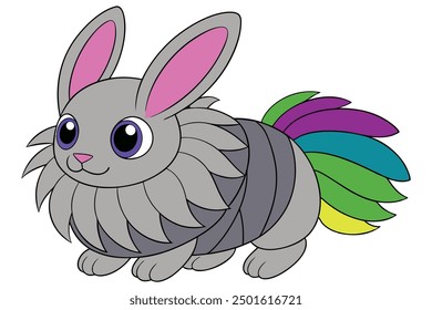 Fluffy Bunny with Long Ears Vector Illustration