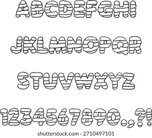 Fluffy tipografía de nube de dibujos animados letras de fuente ABC texto de Vector de dibujos animados