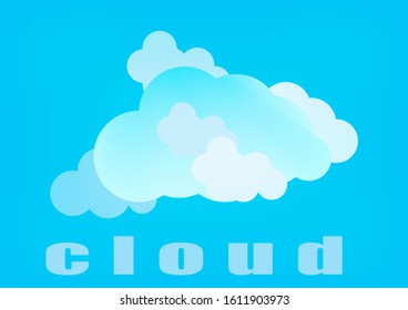 Fluffy cartoon clouds. Shine sky weather illustration panorama clean