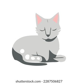 Fluffy cartoon kitten isolated on background icon isolated