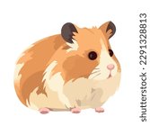 Fluffy cartoon mouse sitting, looking cheerful and cute icon