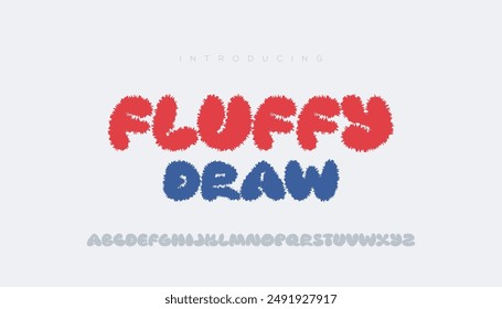 fluffy cartoon typeface uppercase alphabet. vector font.