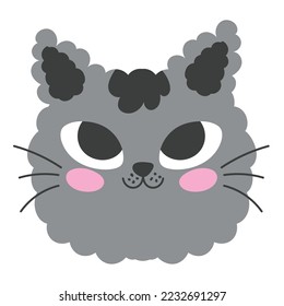 fluffy cat face icon isolated
