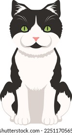 Fluffy cat icon. Cartoon smiling pet sitting