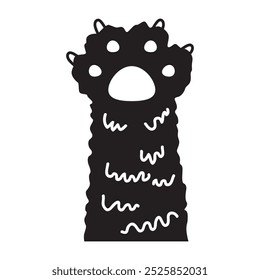 The fluffy cat's paw icon. Black silhouette of a cat's paw with claws. Vector illustration for design and web.