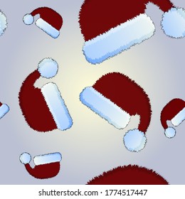 Fluffy christmas hat for seamless pattern.Happy Birthday, Merry Christmas, Happy New Year. Vector illustration