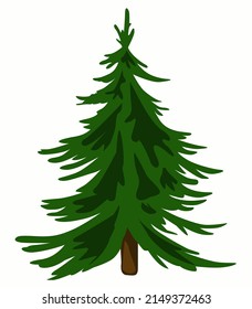 Fluffy Christmas tree single vector illustration