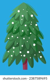 fluffy Christmas tree with snowflakes on the branches
