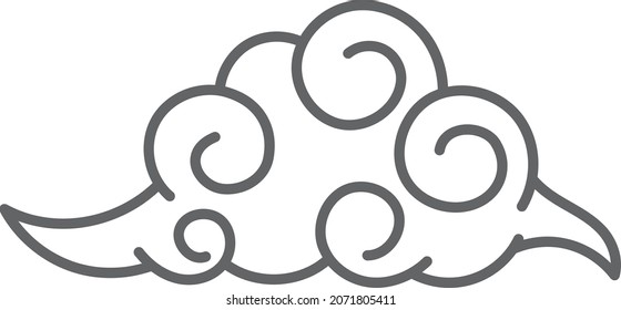 Fluffy cloud. Abstract line icon in cute doodle style