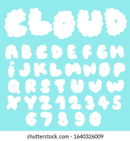 Fluffy Cloud Alphabet Set,vector Font