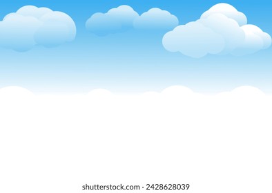 Fluffy cloud on blue sky background vector.