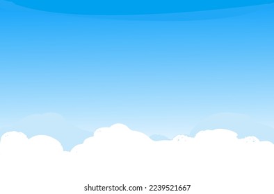 Nube esponjosa en la ilustración vectorial de fondo del cielo brillante y azul.