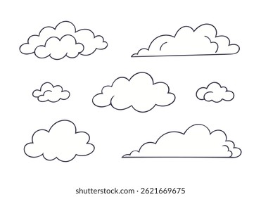Nuvens fofas delineiam dança através de uma tela branca limpa, simples e serena.

