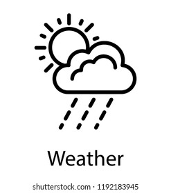 A fluffy cloud  is releasing rain drops symbolizing weather 