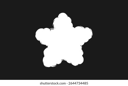 A fluffy cloud shaped like a star icon on a black background. Chalk textured sky element.