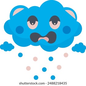 Fluffy Cloud Sky Rain Cartoon Character Illustration Graphic Element Art Card