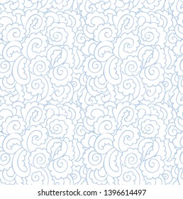 Fluffy cloud texture. Wavy curve Seamless pattern. Doodle print. Rose Ormanent. Vector hand drawn illustration.