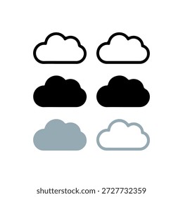 Fluffy clouds in black white and gray tones displayed in minimalist illustration