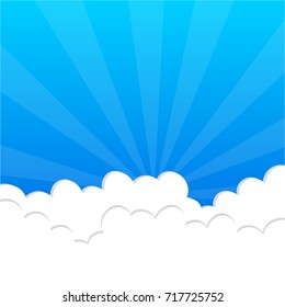 Fluffy clouds in blue sky illustration