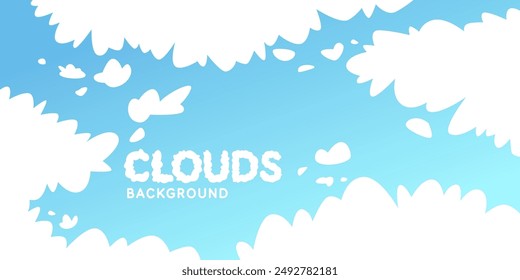 Nubes esponjosas. Nubes de caricaturas en un cielo azul. Linda Ilustración vectorial para la creatividad. Fondo para la ilustración.