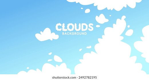 Nubes esponjosas. Nubes de caricaturas en un cielo azul. Linda Ilustración vectorial para la creatividad. Fondo para la ilustración.