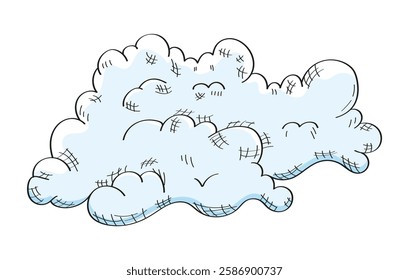 Fluffy clouds drawn with contour lines vector. A minimalistic and elegant line art design