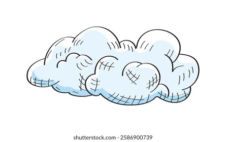 Fluffy clouds drawn with contour lines vector. A minimalistic and elegant line art design