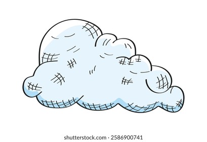 Fluffy clouds drawn with contour lines vector. A minimalistic and elegant line art design