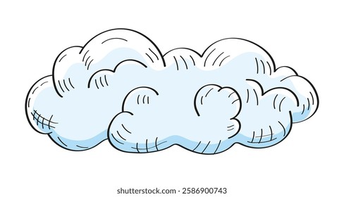 Fluffy clouds drawn with contour lines vector. A minimalistic and elegant line art design