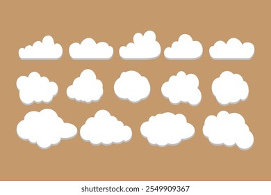 Conjunto de iconos de nubes mullidas. símbolo de Vector en transparente