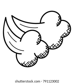 Fluffy clouds moving slowly, doodle vector 
