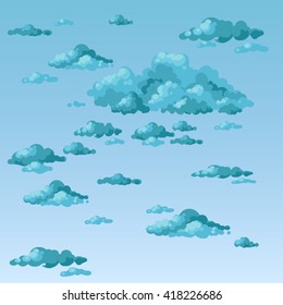 Fluffy clouds on an overcast day. Vector.
