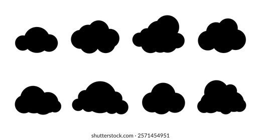 Fluffy clouds silhouettes. clouds silhouettes vector.