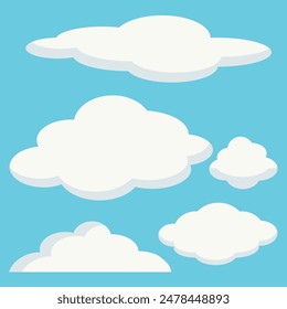 Fluffy clouds vector cartoon illustration