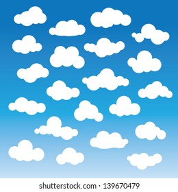 Fluffy Clouds Vector - Collection Of Stylized Cloud Silhouettes, Great For Clipart Or Icon Creation