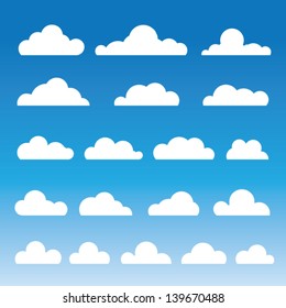 Fluffy clouds vector - Collection of stylized cloud silhouettes, great for clipart or icon creation