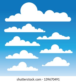 Vector de nubes onduladas - Colección de siluetas de nubes estilizadas, ideal para creación de clítoros o iconos