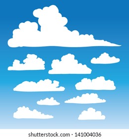 Fluffy clouds vector - Collection of stylized cloud silhouettes, great for clipart or icon creation