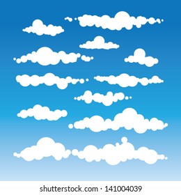 Fluffy clouds vector - Collection of stylized cloud silhouettes, great for clipart or icon creation