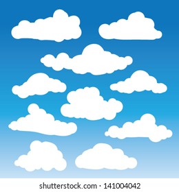 Fluffy clouds vector - Collection of stylized cloud silhouettes, great for clipart or icon creation