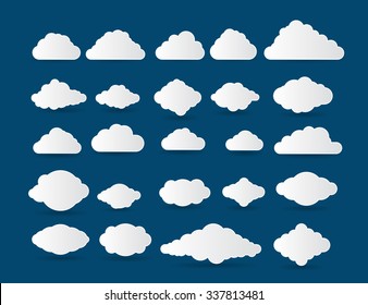 Fluffy clouds vector - Collection of stylized cloud silhouettes, great for clipart or icon creation