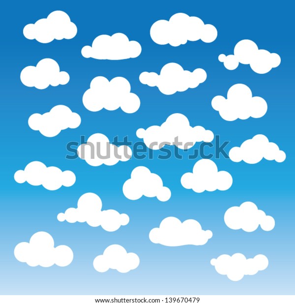 Fluffy Clouds Vector Collection Stylized Cloud Stock Vector Royalty Free