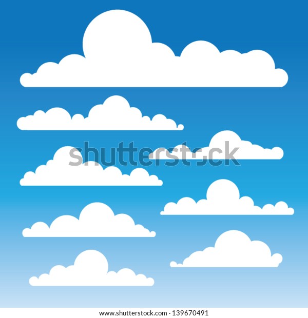 ふわふわした雲のベクター画像 スタイル化された雲のシルエットのコレクション クリップアートやアイコンの作成に最適 のベクター画像素材 ロイヤリティ フリー