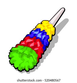 Fluffy colorful duster brush to clean the dust isolated on a white background. Vector illustration.

