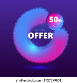 fluffy creative special offer vector inscription on the dark background