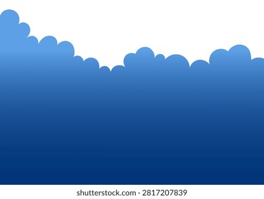 Fluffy cumulus clouds, rain clouds illustration on transparent background. Cloudscape, skyscape panoramic view. Cloudy weather, overcast sky. Hand drawn vector clip art, design element